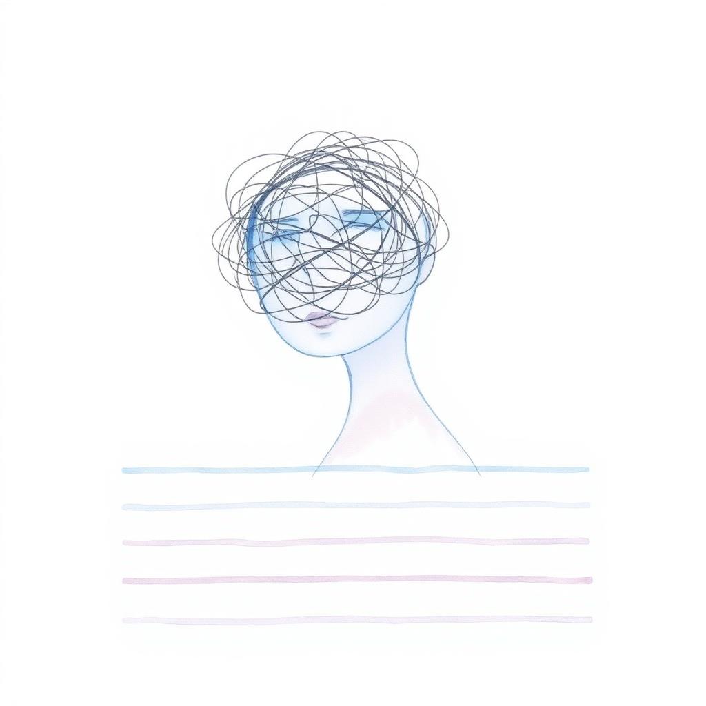 Watercolour of tangled thread slowly unspooling