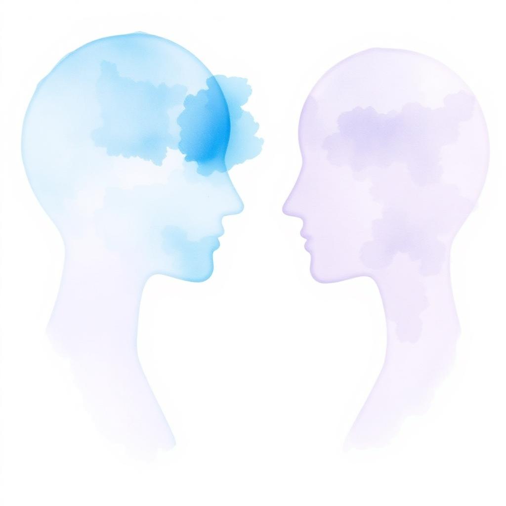 Watercolour of two hands almost touching